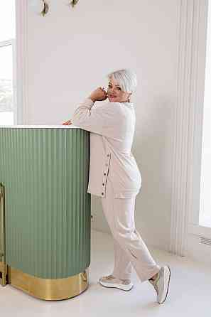 Жіночий стильний повсякденний костюм двонитка Беж, 54/58 Одеса