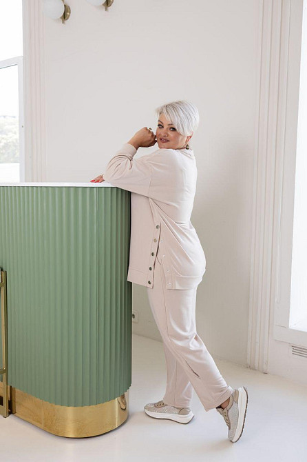 Жіночий стильний повсякденний костюм двонитка Беж, 54/58 Одеса - фото 4