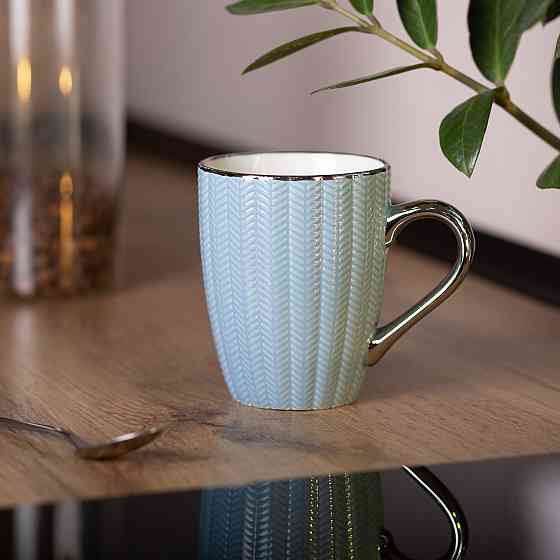 Liling Rongxiang Ceramic Чашка порцелянова 400 (мл) зі сріблястим обідком і ручкою Блакитна RX- Київ