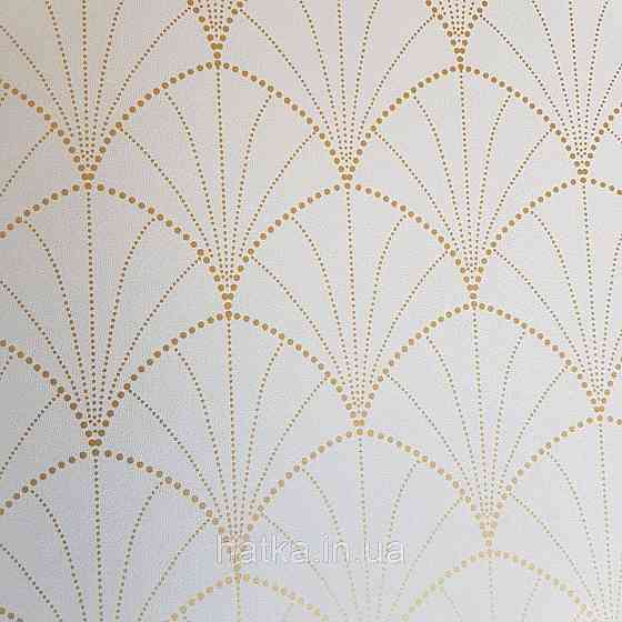 Шпалери вінілові на флізелін Caselio The Place to bed 0.53х10 м геометрія фігури золотисті смуги на блакитному Київ