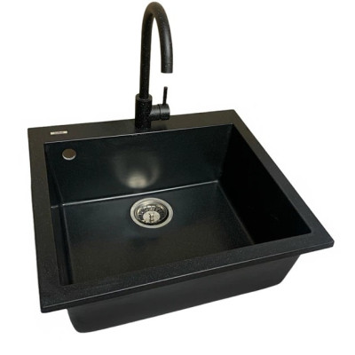 Мойка кухонная Adamant Univer чорний + змішувач + дозатор + ополіскувач склянок + коландер (4824296106603) Винница - изображение 2
