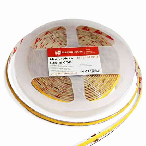 LED стрічка 9Вт 24В COB  252 діодів 100Лм/Вт нейтральний білий 4000К, серія COB, гарантія 3 роки Дніпро