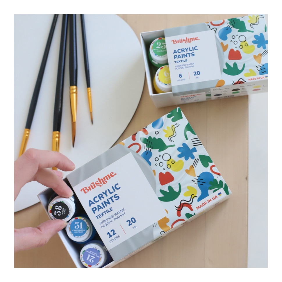 Акриловая текстильная краска Набор 4001 Brushme AP4001 6 цветов Винница - изображение 1