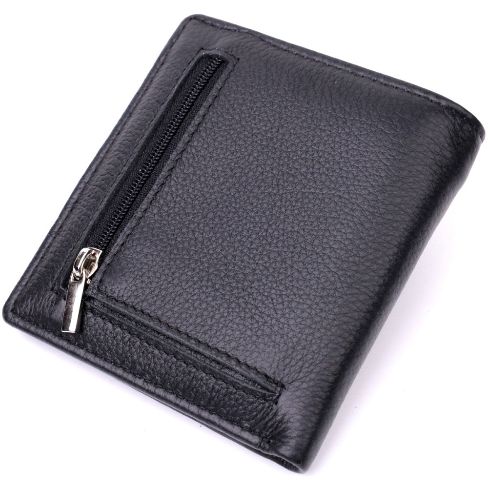 Шкіряний гаманець із зовнішньою монетницею чорний (ST Leather) Київ - фото 20