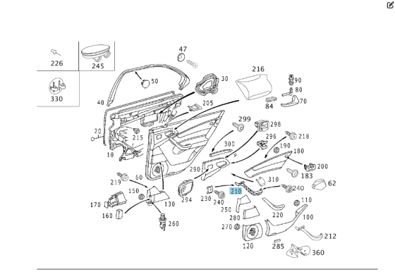 Mercedes-Benz  A2208100954 7241 Основа внутрішньої ручки закриття задніх лівих дверей колір антрацит S-class long V220 Одесса