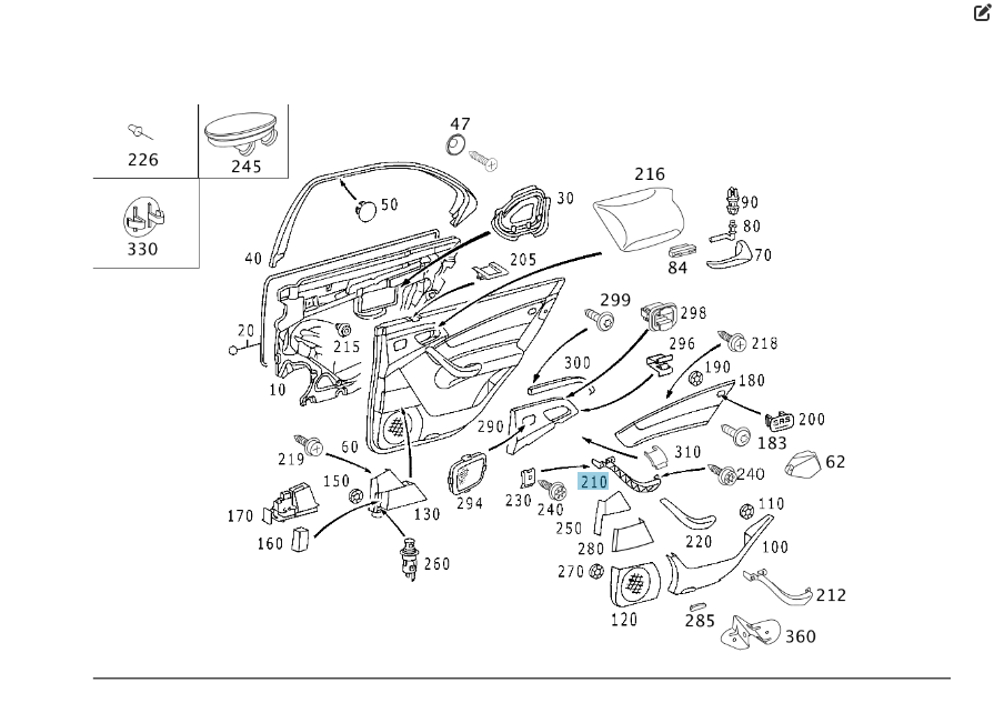 Mercedes-Benz  A2208100954 7241 Основа внутрішньої ручки закриття задніх лівих дверей колір антрацит S-class long V220 Одесса - изображение 2