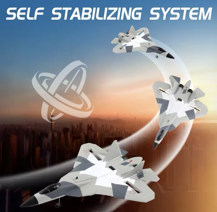 Літак іграшковий на радіокеруванні FX657 SU57 в подарунковій коробці комуфляж сірий Київ - фото 6