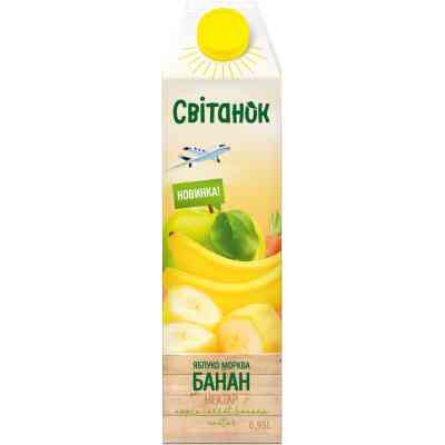 Сок Світанок Яблочно-морковно-банановый нектар с мякотью гомогенизированный стерилизованный 950 мл (4820209564143) Винница