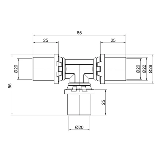 Трійник прес Icma 20х20х20 No406 Київ