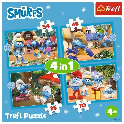 Пазл Trefl The Smurfs Деревня Смурфов 4 in 1 (35, 48, 54, 70) элемента (5900511346565) Винница - изображение 6