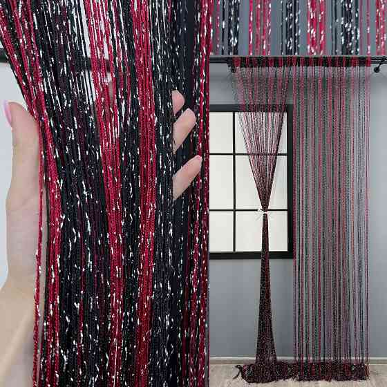 Штори-нитки "Кісея" з люрексом Бордовий з чорним 300х300см 1 шт (61-084) Київ