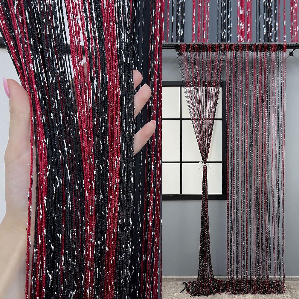 Штори-нитки "Кісея" з люрексом Бордовий з чорним 300х300см 1 шт (61-084) Київ - фото 1