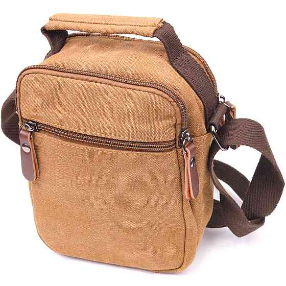 Стильна чоловіча сумка із щільного текстилю 21245 Vintage Коричнева Київ