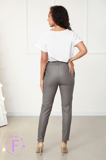 Демісезонні штани з екошкіри "Richy" (тонкі) оптом | Норма 42, Графіт Київ - фото 2