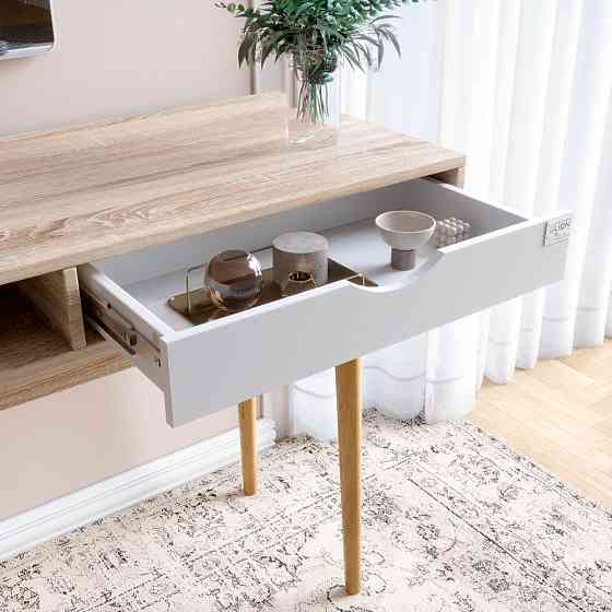 Письмовий стіл LION Сканді-1 Німфея Альба (білий)/Дуб Артизан (стільниця) (LION-041394) ТОП Львів