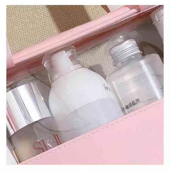 Косметичка органайзер женская, для ванной комнаты водонепроницаемая, розовая Каменец-Подольский