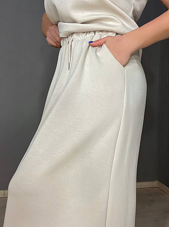 Костюм женский A-N 26067 футболка с длинной юбкой оверсайз, бежевый, one size Киев - изображение 19