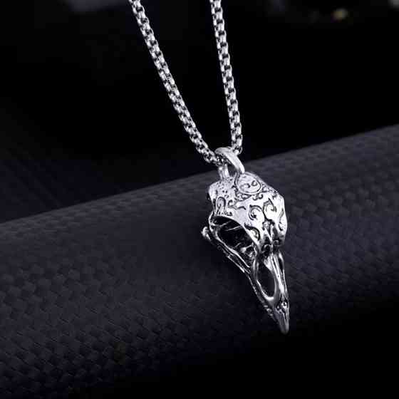 Кулон «Ворон» на серебристой цепочке – готическое ожерелье, мужской аксессуар Киев
