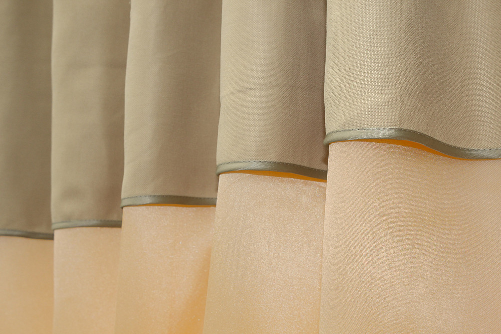 Кухонные шторы VR-Textil № 073к с ламбрекеном и подхватами персиковый с бежевым 265х170 см (52-0188) Киев - изображение 4