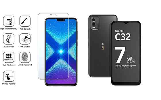 Защитное стекло NeoGlass для Nokia C32 – ультрапрозрачное и устойчивое Киев