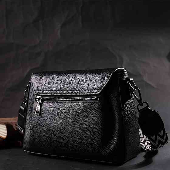 Красива жіноча сумка з натуральної шкіри Vintage 22330 Чорна Київ