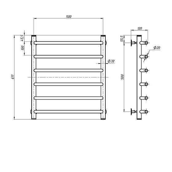 Водяна рушникосушарка NAVIN Блюз 500х600 Київ