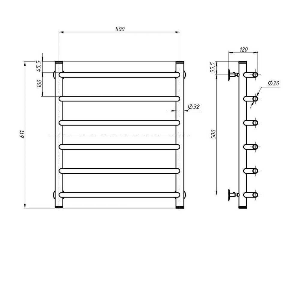 Водяна рушникосушарка NAVIN Блюз 500х600 Київ - фото 5