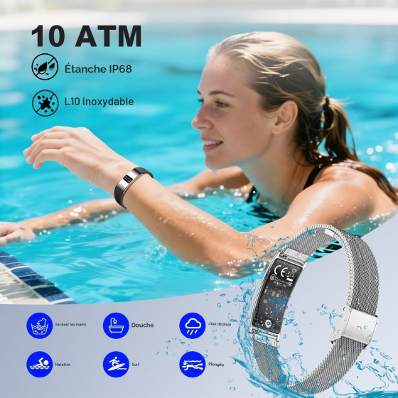 Смартбраслет WeBeqer Fitness Tracker, пульс, SpO2, моніторинг сну, спортивні режими, IP68, Nx Wear, сріблястий Київ