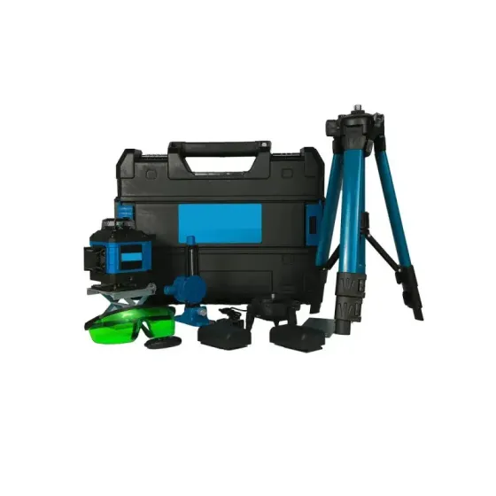 Лазерный 4D уровень аккумуляторный -2 АКБ, 16 линий, пульт ДУ, цифровой дисплей, штатив, полный набор для установки, пластиковый кейс Коломия