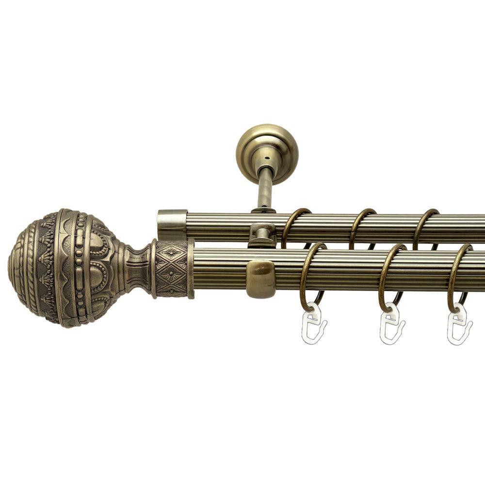 Карниз Orvit Арабеска металевий дворядний відкритий рифлена труба кільце металеве Антик 25\19 мм 200 см Львов - изображение 1