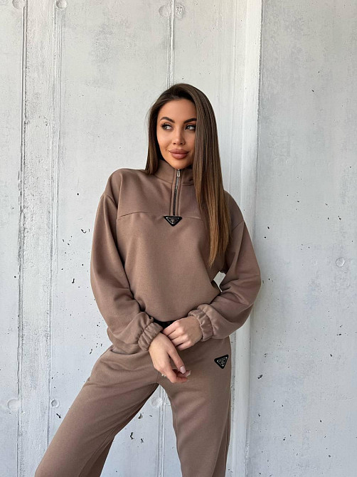 Женский повседневный костюм двойка: кофта и брюки двуухнитка-петля Капучино, 42 Одесса - изображение 8