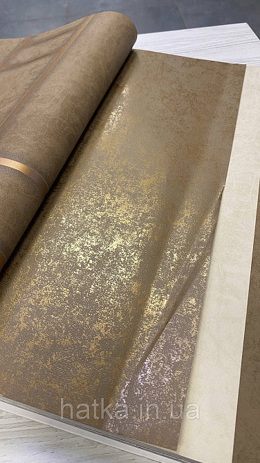 Обои виниловые на флизелине Marburg Imagine 0.53х10 под венецианскую штукатурку терракотовые с золотом Киев - изображение 1