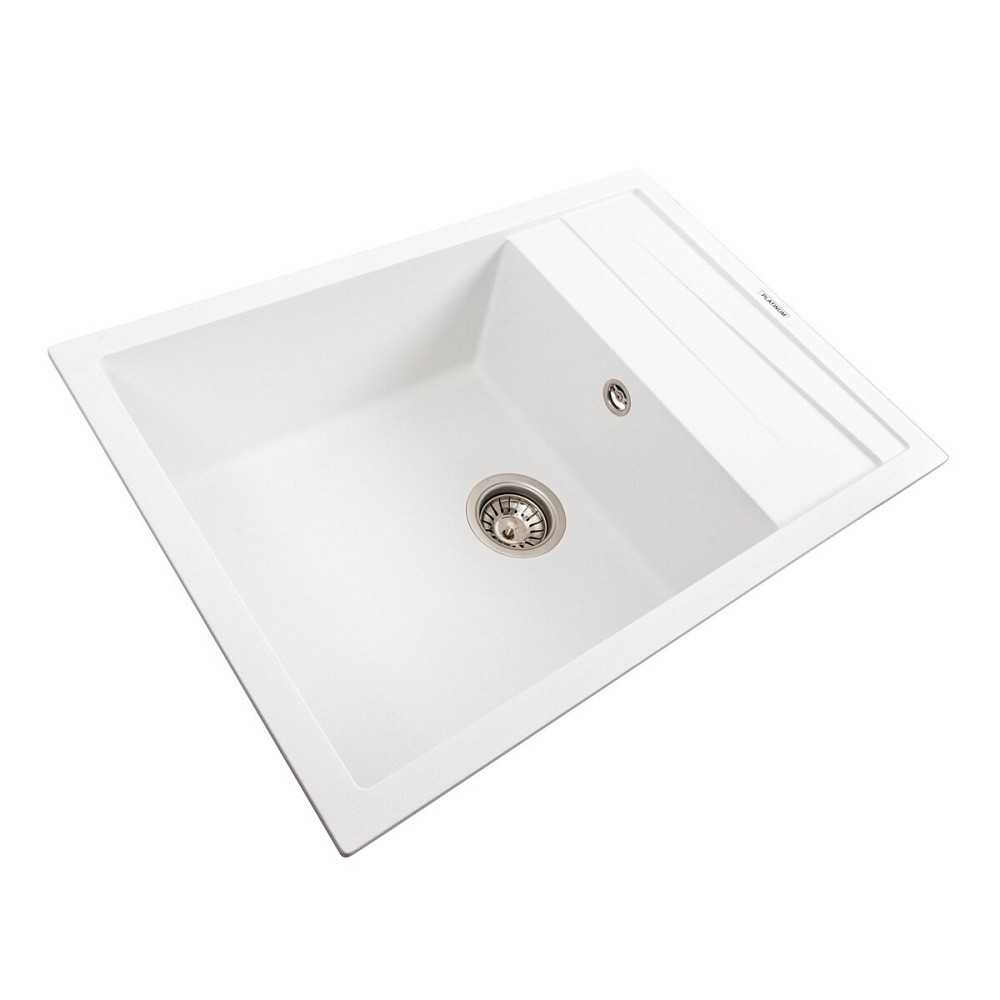 PLATINUM Кухонна мийка гранітна матова 7050 CASCADA Platinum білосніжний Київ - фото 3
