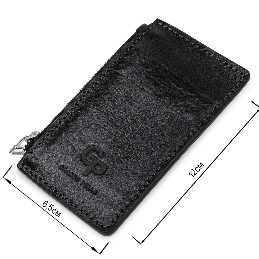 Шкіряний невеликий картхолдер Чорний (GRANDE PELLE) Київ - фото 7