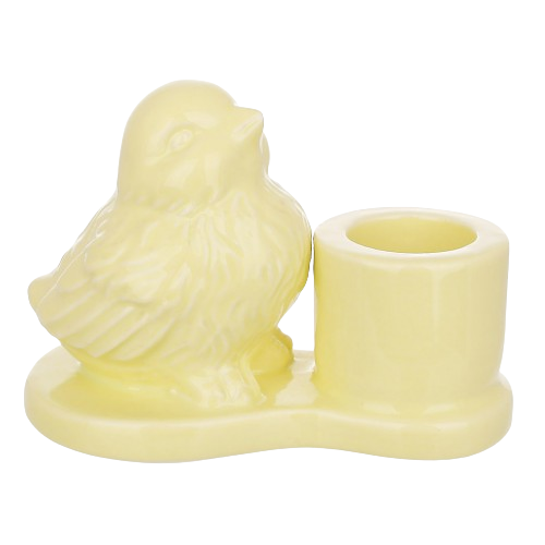 Підсвічник порцеляновий з Пташкою (свічка d=2.2см), 8.7*5*6.5см, колір - жовтий Житомир