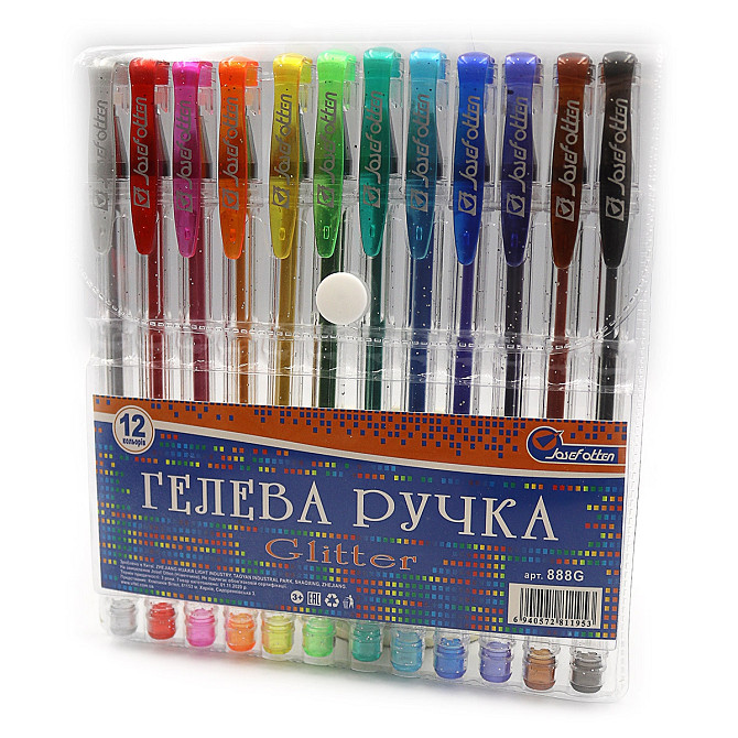 Набір ручок гелевих "J. Otten" 12кол 888G-12 глітер, шт Київ - фото 1