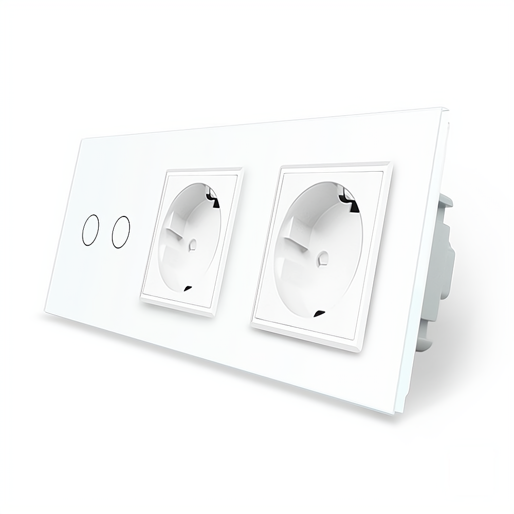 LIVOLO Розумний сенсорний ZigBee вимикач 2 сенсора 2 розетки Livolo білий скло (VL-C702Z/C7C2EU Коломыя - изображение 6