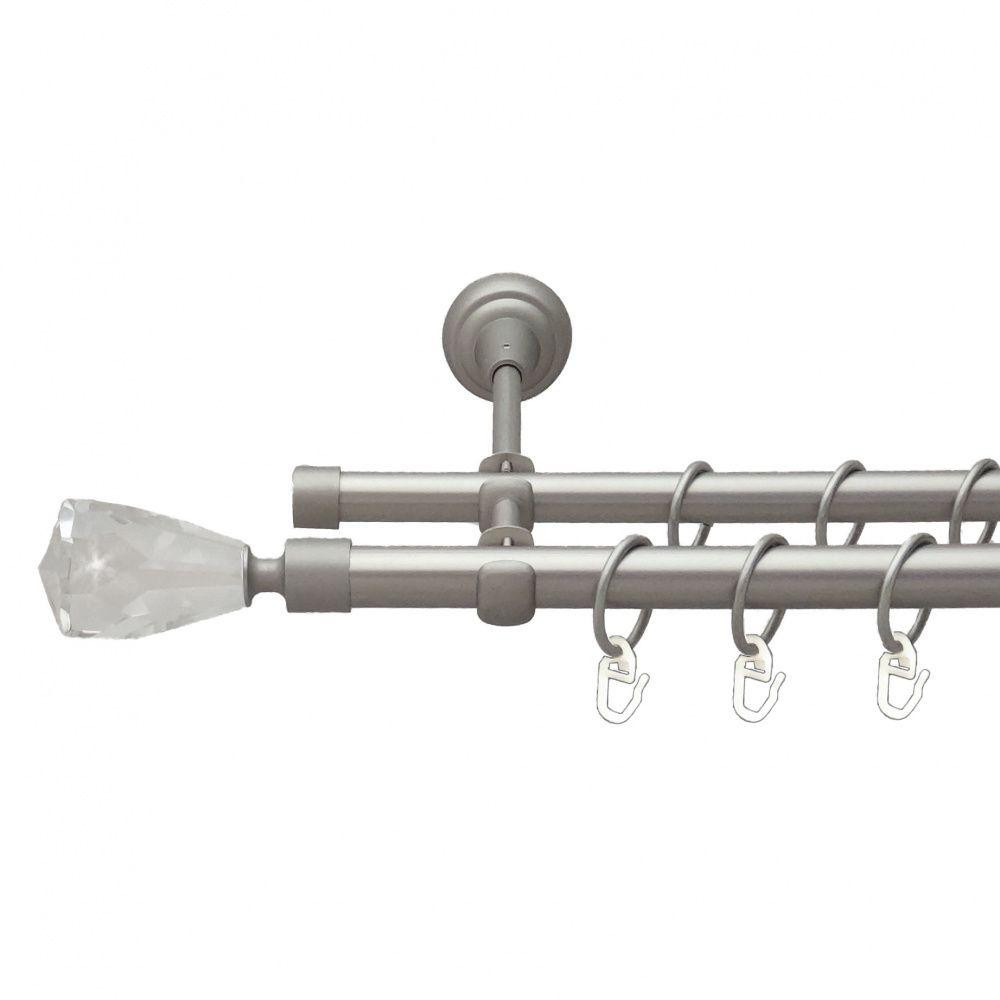 Карниз Orvit Лучетта металевий дворядний відкритий гладка труба кільце металеве Сатин 19\16 мм 300 см Львов - изображение 1