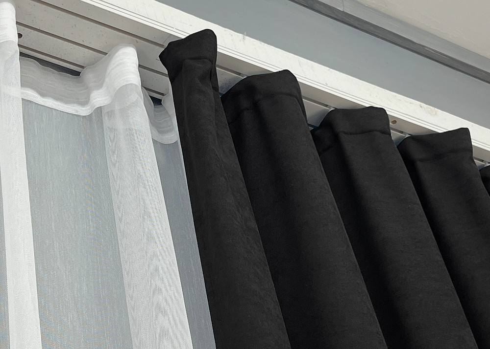 Комплект штор VR-Textil Мікровелюр Petek 100х270 2шт і Тюль 300х270 2017ш-1153т Чорний з білим 71-154/1 Київ - фото 8
