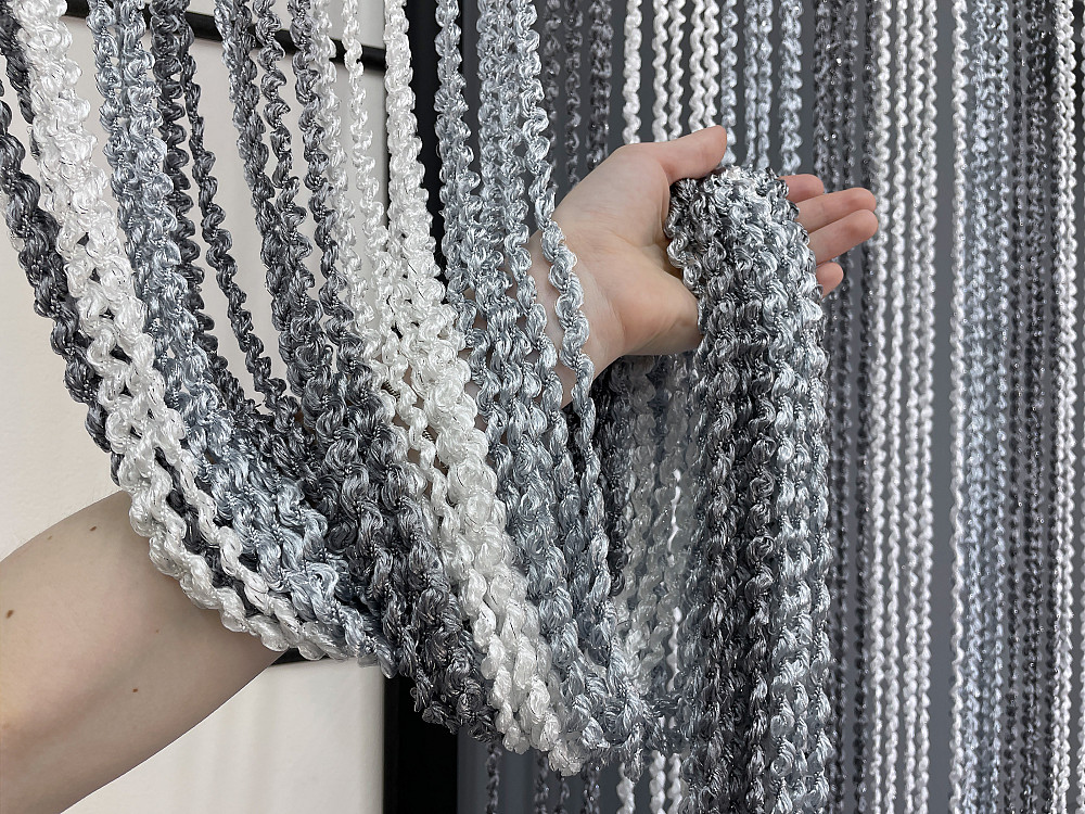 Шторы-нити спираль с люрексом Графитовый с бело-серым 300х300см 1 шт (61-055) Киев - изображение 5