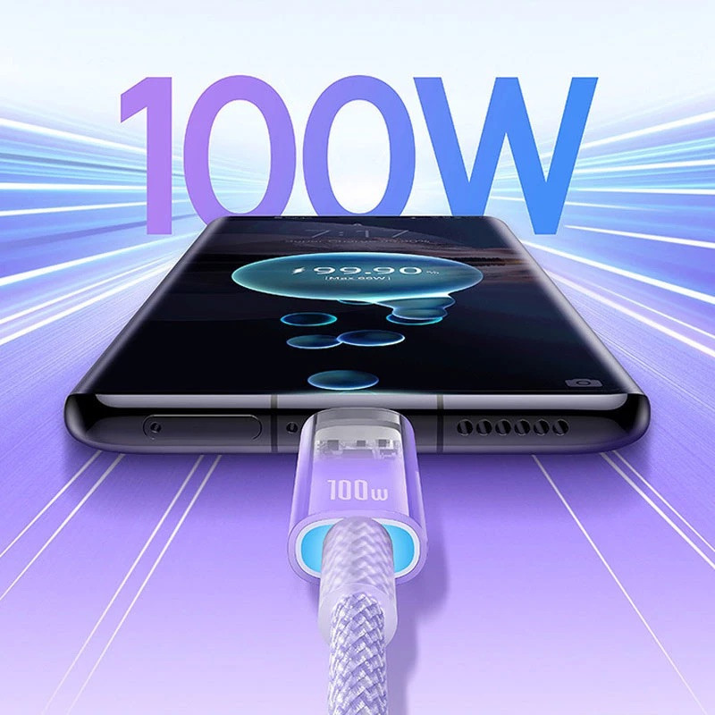 Кабель Baseus Explorer Series Fast Charging Cable with Smart Temperature Control USB-C to USB-C 100W 1m Nebula Purple Київ - фото 7