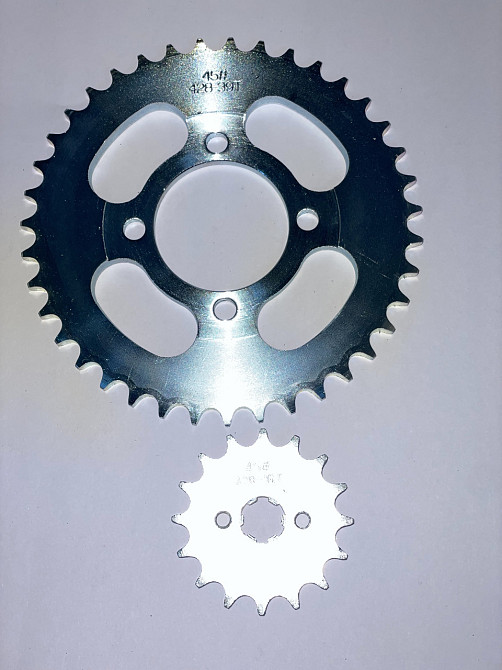 Зірки трансмісії (пара) мопед Дельта, мотоцикл Альфа 428-16T + 428-39T Мукачево - фото 1