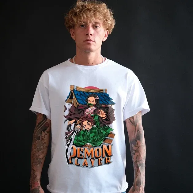 Футболка чоловіча з  принтом Клинок, рассекающий демонов Танжиро і Незуко W Розмір 48 Anime0051 Дніпро - фото 5