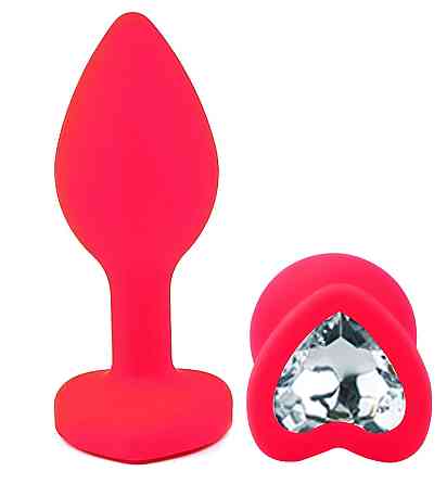 Силиконовая анальная пробка EGZO - Silicone Pink Heart Plug Clear, size S Sex Aura Киев