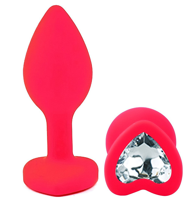 Силиконовая анальная пробка EGZO - Silicone Pink Heart Plug Clear, size S Sex Aura Киев - изображение 2