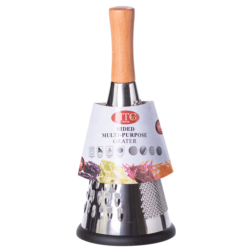 Конусна тристороння ручна тертка з нержавіючої сталі з дерев'яною ручкою HP-8-2 Коломия - фото 6