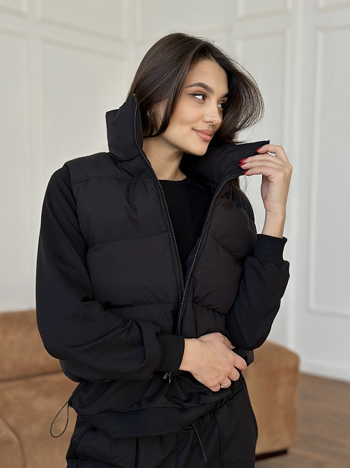 Жилетка черная женская укороченная Черный 42/44 Харьков - изображение 6