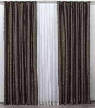 Комплект готовых штор VR-Textil Лен Саванна № 631ш Какао 150х270 см 2 шт (30-387) Киев