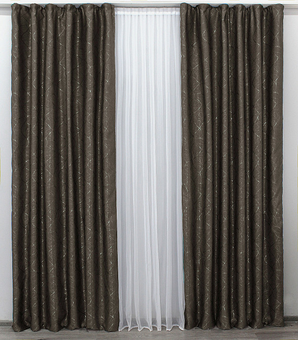 Комплект готових штор VR-Textil Льон Савана № 631ш Какао 150х270 см 2 шт (30-387) Київ - фото 5