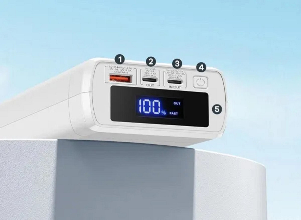 УМБ Power Bank Remax RPP-310 40000 mAh 65W USB Type-C швидке зарядження білий Київ - фото 2